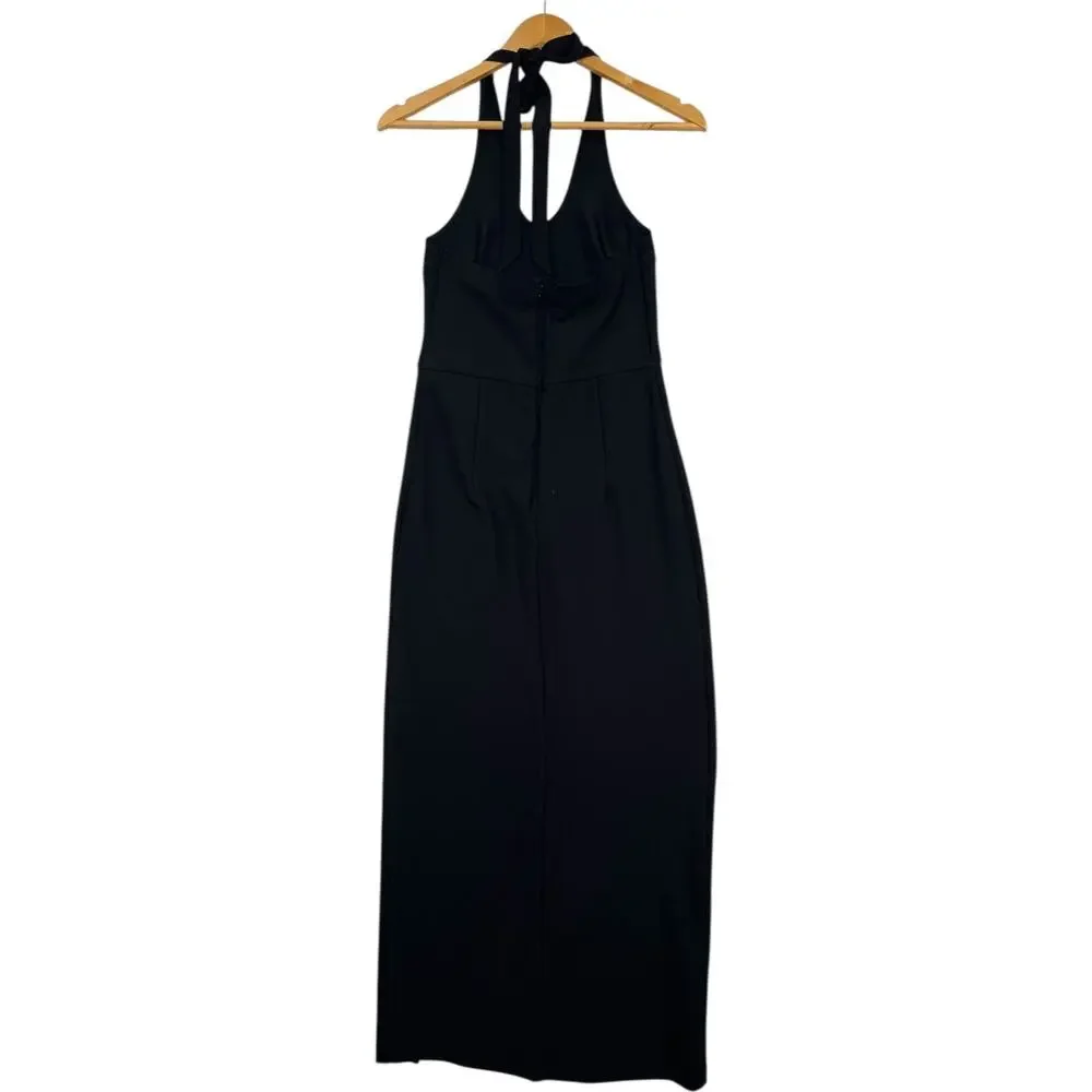 Abercrombie And Fitch Dress Womens Small Black Halter Knit Maxi Evening Formal
